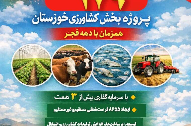 بهره‌برداری از ۱۷۹ پروژه بخش کشاورزی خوزستان همزمان با دهه فجر